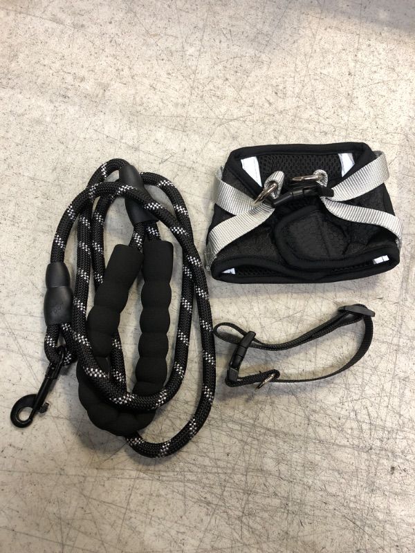 Photo 1 of 3PCS Pet Harness, Collar and Leash Black XXS