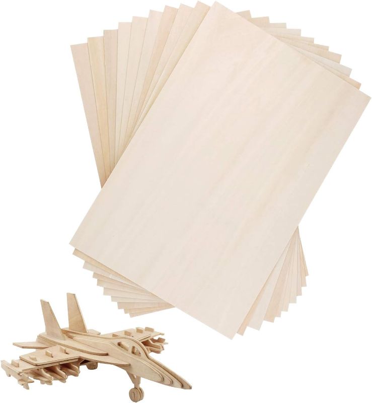 Photo 1 of 10 Pack Balsa Wood Sheets for 1/16 inch Thin Basswood Sheet Craft Wood Sheets Hobby Materials DIY Wood Board for House Aircraft Ship Boat DIY Wooden Plate Model for Arts Crafts, 8 X 12 Inch
