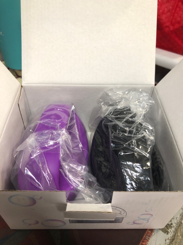 Photo 2 of 2 Pack Soft Silicone Body Scrubber Shower Bath Brushes, Handheld Bath & Body Brushes, Gentle Exfoliating Body Scrubber, More Hygienic Than Traditional Loofah for All Kinds of Skin(Black ? Purple) Black & Purple