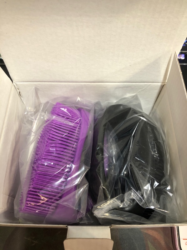 Photo 2 of 2 Pack Soft Silicone Body Scrubber Shower Bath Brushes, Handheld Bath & Body Brushes, Gentle Exfoliating Body Scrubber, More Hygienic Than Traditional Loofah for All Kinds of Skin(Black ? Purple) Black & Purple