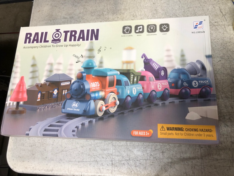 Photo 2 of DONGGEDE Children's Electric Train Set? Engineering Truck Carriage, Lighting and Sound Effects Rail Train Toys?Toys Suitable for Boys and Girls Over 3 Years Old

