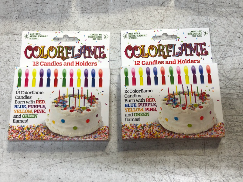 Photo 2 of Colorflame Birthday Candles with Colored Flames - Birthday, Party, Cake Decor - 12 Candles Per Box (Pack of 2) 12 Count (Pack of 2)