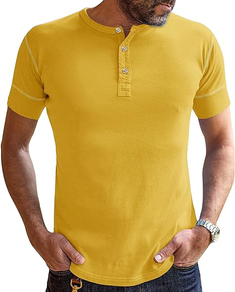 Photo 1 of Men’s Casual Henley Shirts Short Sleeve Notch Neck Tee Cotton Collarless Tshirt
size m 