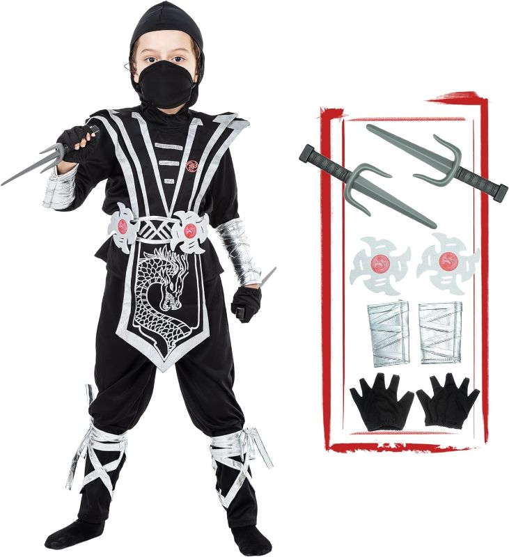 Photo 1 of JAZGROM Ninja Costume for Boys Silver Halloween Role Play Dress Up for Kids
SIZE L 