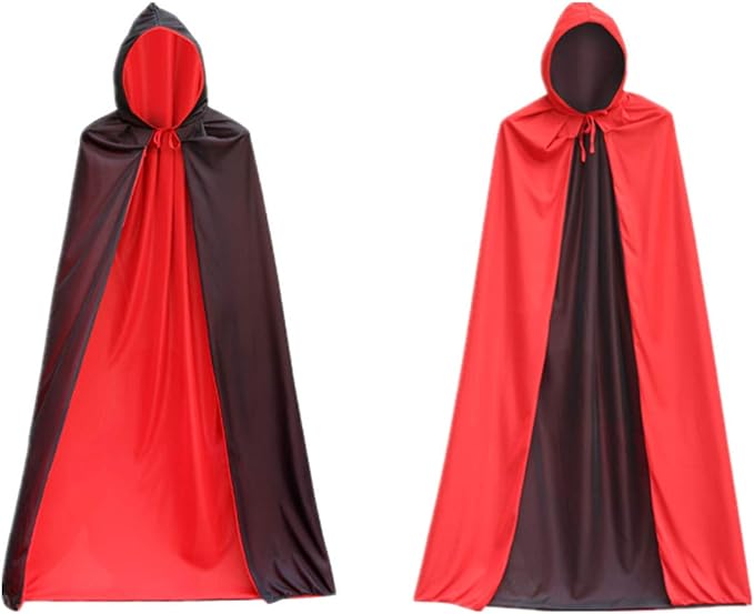 Photo 1 of Aophire Halloween Cloak Vampire Cape Unisex Christmas Hooded Cape Black and Red Reversible Masquerade Cloak
