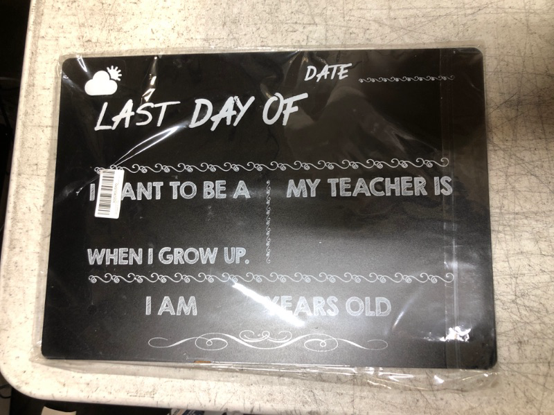 Photo 2 of Supoice 10 x 14 Inch First Day & Last Day of School Chalkboard Wooden Signs Large Size Photo Prop Back to School Signs for Kids Reusable and Easy Clean