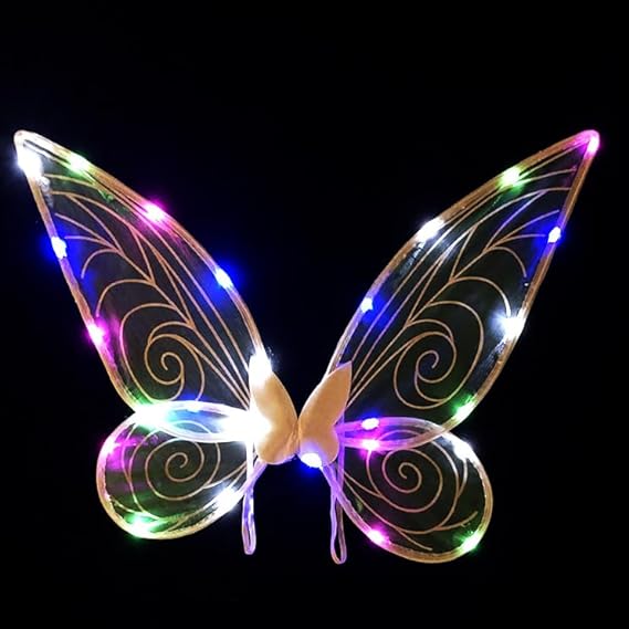 Photo 1 of ZITOOP LED Fairy wing,Butterfly Fairy Halloween Costume Angel Wings,Halloween Costume Sparkle Angel Wings Dress Up Party Favor (white colored light), 4 years and older

