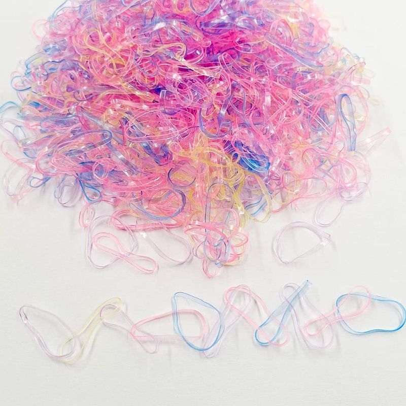 Photo 1 of 2000pcs Elastic Hair Rubber Bands.Mini Hair Rubber Bands. Disposable rubber band (Transparent color)
