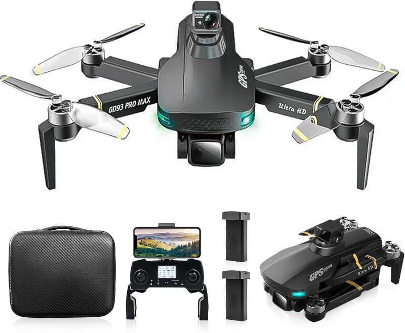 Photo 1 of NEW Drone Pro Obstacle Avoidance GPS Drone with 4K EIS Camera for Adults Beginner Professional Foldable FPV RC Quadcopter with Brushless Motor, Auto Return Home, Selfie, Follow Me, Waypoints Fly , Circle Fly, Auto Hover, Headless Mode with Carrycase (GD93