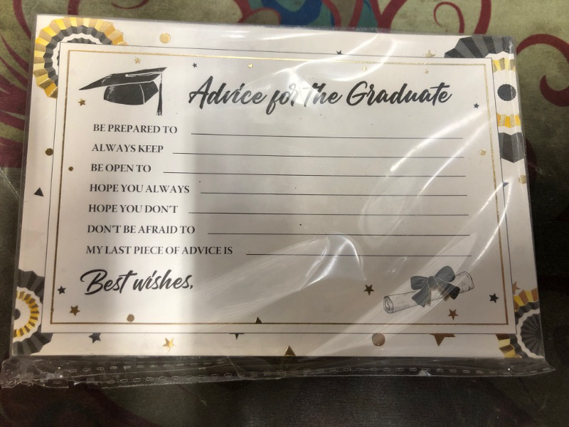 Photo 2 of Joyousa 2023 Personalized Graduation Advice Cards / Party Favors or Supplies, Black & Gold - Advice for the Graduate, Table Games Graduation Cards, 50 Pack