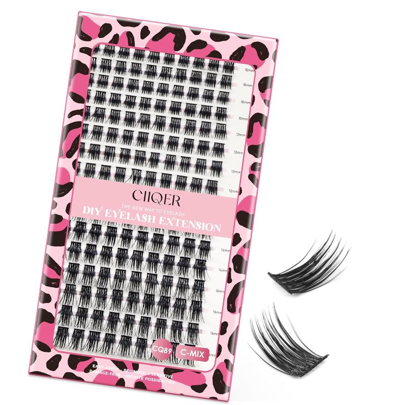 Photo 1 of CIIQER 180pcs Cluster Lashes, C Curl Lash DIY Eyelash Extension, Individual Lashes 10-16mm Mix Length, Thin Band & Soft and Reusable Lash Extension (CQ89 Style, C Curl, 180PCS)
