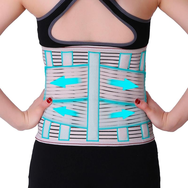 Photo 1 of BISUCAR Back Brace for Lower Back Pain Women and Men, Breathable Lumbar Back Support Belt for Sciatica Back Pain Relief Brace (US Size M)
