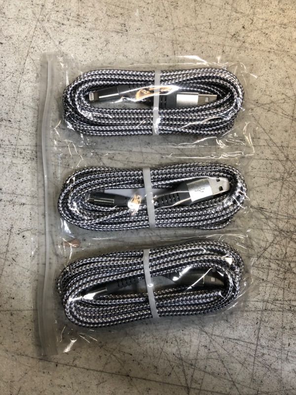 Photo 2 of iPhone Charger 3 Pack 10 ft MFi Certified Lightning Cable Nylon Braided Cable iPhone Charger Fast Charging Cord Compatible with iPhone 14 13 12 11 Pro Max XR XS X 8 7 6 Plus and More Gray White