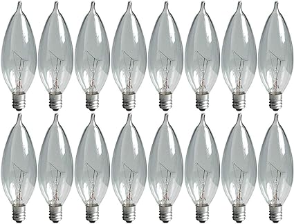 Photo 1 of GE Lighting Crystal Clear Bent Tip Decorative Light Bulb, 40 Watts, Candelabra Base, 16-Pack
