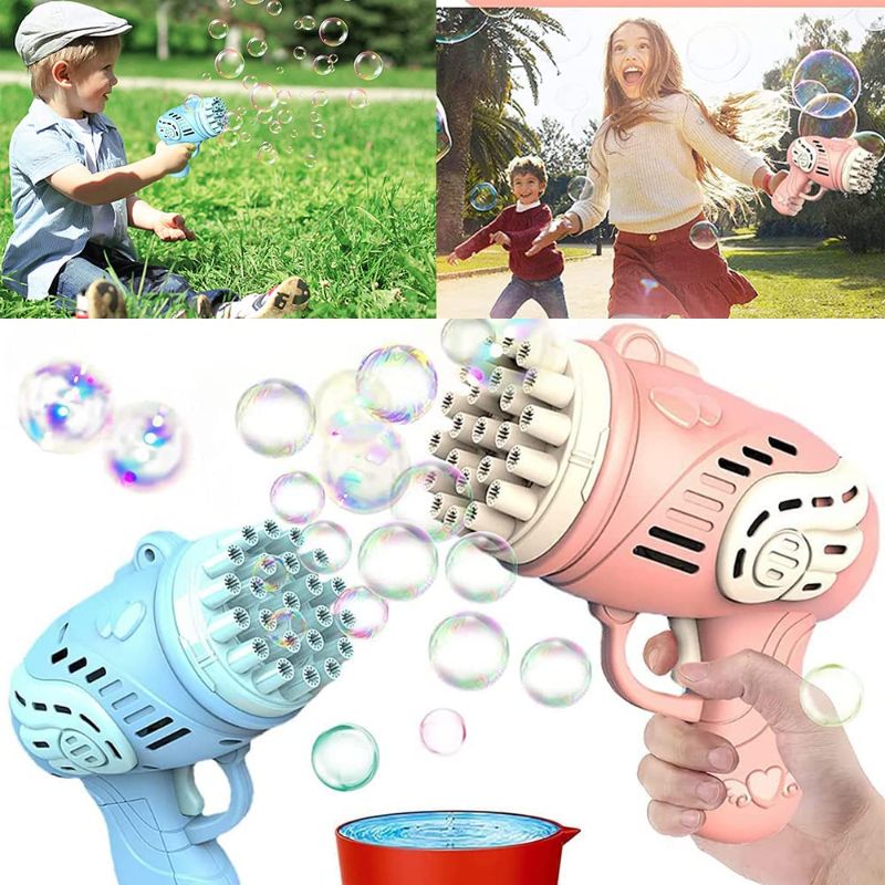 Photo 1 of 23 Hole Bubble Machine for Kids,Electric Automatic Bubble Maker Bubble Gun Toys for Boys Girls Birthday Gift Outdoor (Red+Blue)