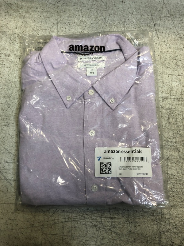 Photo 2 of Amazon Essentials Men's Regular-Fit Short-Sleeve Pocket Oxford Shirt XX-Large Lavender