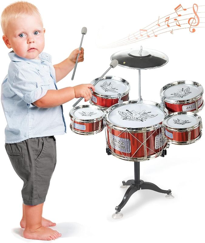 Photo 1 of Drum Set for Kids,Toddlers Percussion Instrument Toy for Boys&Girls Aged 3 4 5 6,Birthday Gift(Claret)
