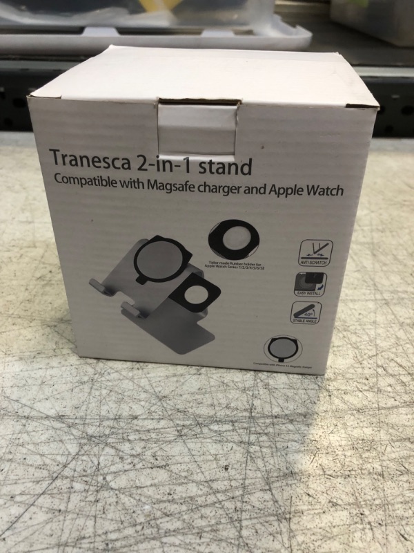 Photo 2 of Tranesca 2-in-1 Charger Stand Station Compatible with iPhone That uses Magsafe Charger (Silver)
