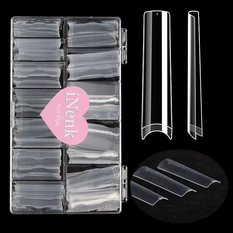 Photo 1 of 2023 gootrades 360PCS 3XL No C Curve Square Nail Tips, XXXL Long 5.5cm Clear Straight Square Nail Tips, Half Cover ABS Acrylic False Fake Nail Tips for Salons & Home DIY, 12 Sizes.
