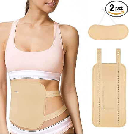 Photo 1 of AMCAY Castor Oil Pack for Liver Detox, Reusable Castor Oil Pack Wrap Kit with Adjustable Elastic Strap for Waist & Neck, Anti Oil Leak, Machine Washable, Organic Cotton, Storage Bag, 2 Pack (Khaki)
