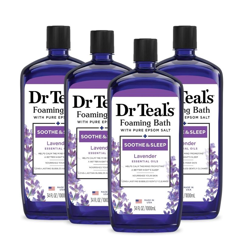 Photo 1 of Dr Teal's Foaming Bath with Pure Epsom Salt, Soothe & Sleep with Lavender, 34 fl oz (Pack of 4)