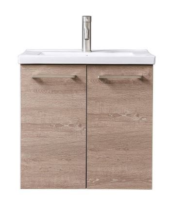 Photo 1 of 24 in. W x 18 in. D x 22 in. H Floating Bathroom Vanity in Gray with White Ceramic Top with White Sink
