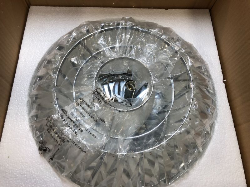 Photo 3 of 13.8 in. 3-Light Modern Chrome and Crystal Flush Mount
