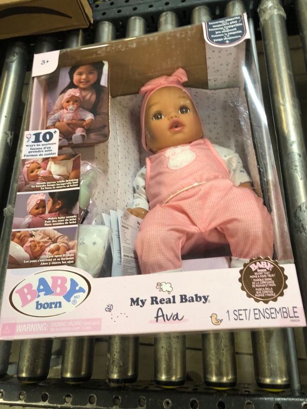 Photo 2 of Baby Born My Real Baby Doll Ava - Light Brown Eyes: Realistic Soft-Bodied Baby Doll Ages 3 & Up, Sound Effects, Drinks & Wets, Mouth Moves, Cries Real Tears, Eyes Open & Close, Pacifier