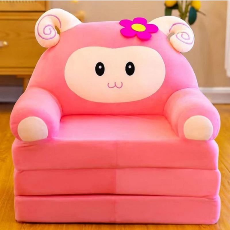 Photo 1 of Three Layers of Folding Kids Sofa/Children Sofa/Lazy Sofa/Armchair Flip Open Plush Foldable Mini Sofa Softtoy Cute Cartoon Design Baby Seat Couch (Not Cover!with Liner Filler) (Pink Sheep)
