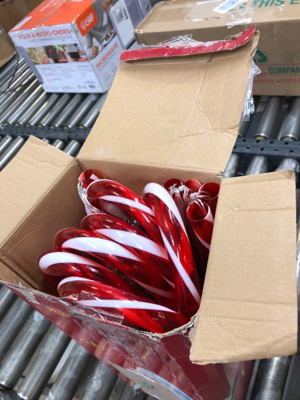 Photo 2 of 24.5" Candy Cane Lights with Stakes, 12 Packs Large Christmas Pathway Lights Outdoor, 8 Light Modes Candy Cane Pathway Markers Christmas Decorations for Yard Patio Garden Walkway Sidewalks