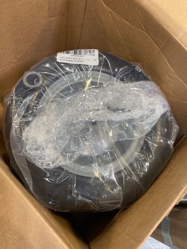 Photo 1 of 2 PCS 11x4.00-5" Flat Free Lawn Mower Tire on Wheel, 3/4" or 5/8" Bushing, 3.4"-4"-4.5-5" Centered Hub, Universal Fit Smooth Tread Tire for Zero Turn Lawn Mowers, with Universal Adapter Kit
 
