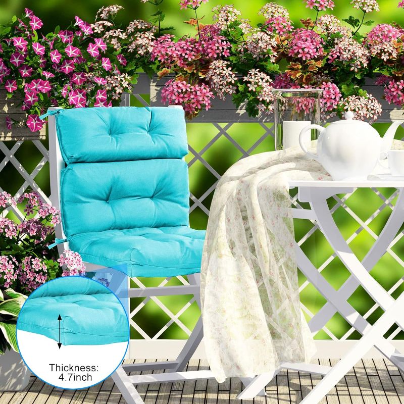 Photo 1 of  High Back Patio Chair Cushion Indoor Outdoor Seat Back Chair Cushions Tufted Patio Chair Cushions Waterproof Rocking Chair Pads All Weather Replacement Cushions for Outdoor Furniture TEAL