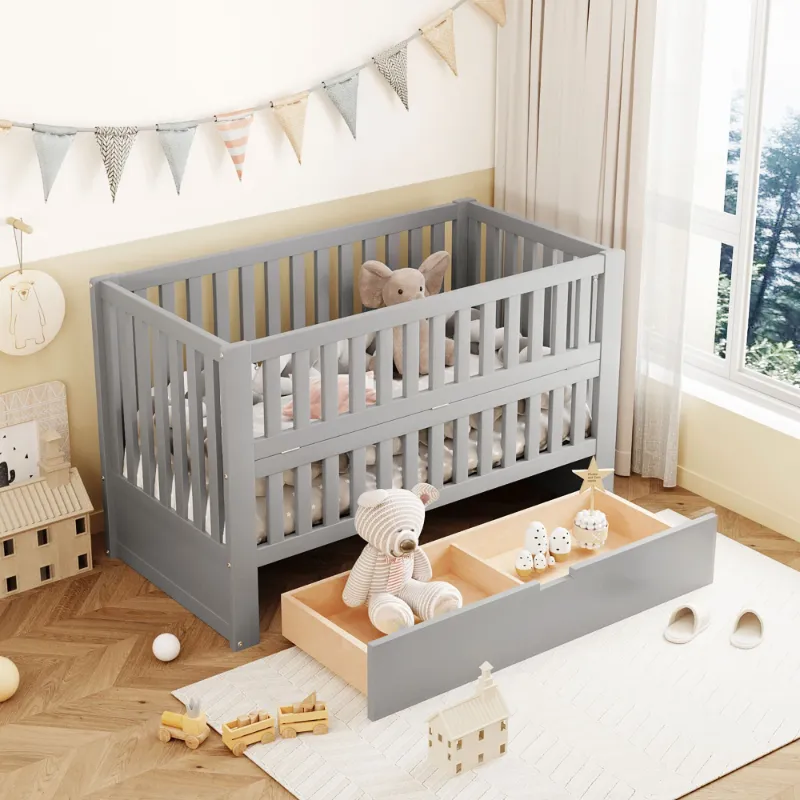 Photo 1 of ZNTS Crib with Drawers and 3 Height Options, Gray WF306416AAE
