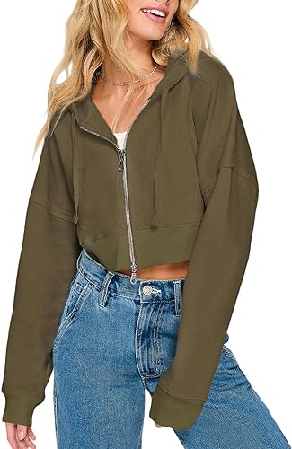 Photo 1 of Allytok Womens Cropped Zip Up Hoodie Long Sleeve Y2K Crop Sweatshirts with Pockets
Size: XL