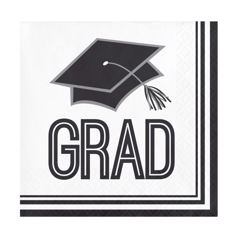 Photo 1 of 108ct Graduation School Spirit Disposable Beverage Napkins White