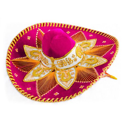 Photo 1 of Hot Pink and Gold Mariachi Sombrero
