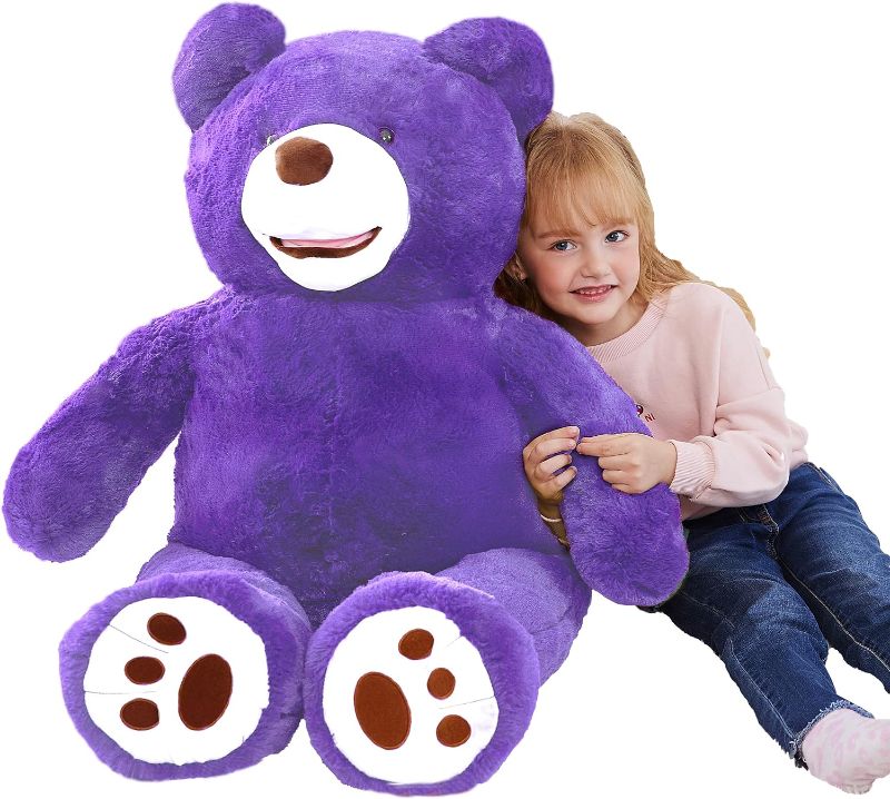 Photo 1 of IKASA Giant Teddy Bear Stuffed Animal Plush Toy,Large Bear Cute Jumbo Soft Toys,Huge Big Size Fluffy Fat Plushie,Gifts for Kids (Purple, 39 inches)

