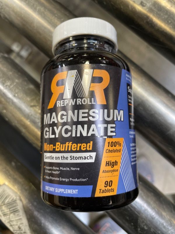 Photo 1 of Magnesium Glycinate 300 mg, High Absorption, Fully Chelated, Non-Buffered, Best Form, for Bone, Muscle, Nerve & Heart Health, Relaxation Support, 90 Tablets