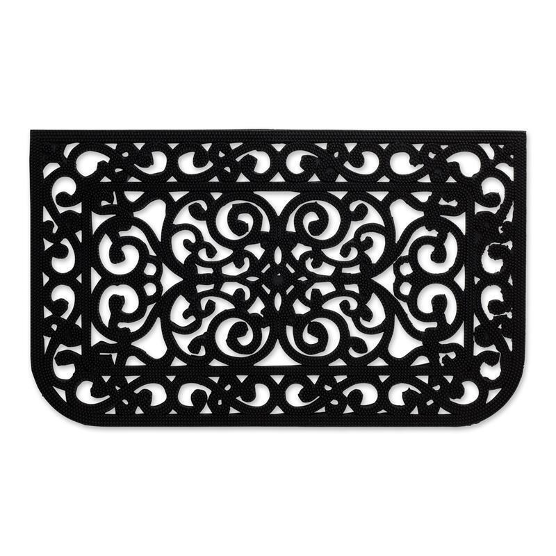 Photo 1 of DII Scroll Pin Black Rubber Doormat 30x18
