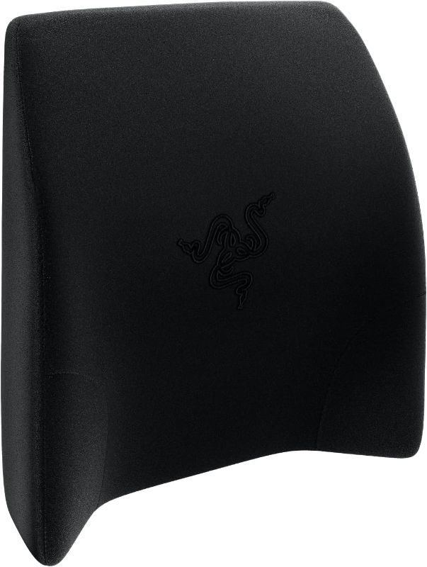 Photo 1 of Razer Lumbar Cushion Lumbar Support for Gaming Chair: Fully-Sculpted Lumbar Curve - Memory Foam Padding - Wrapped in Plush Black Velvet
