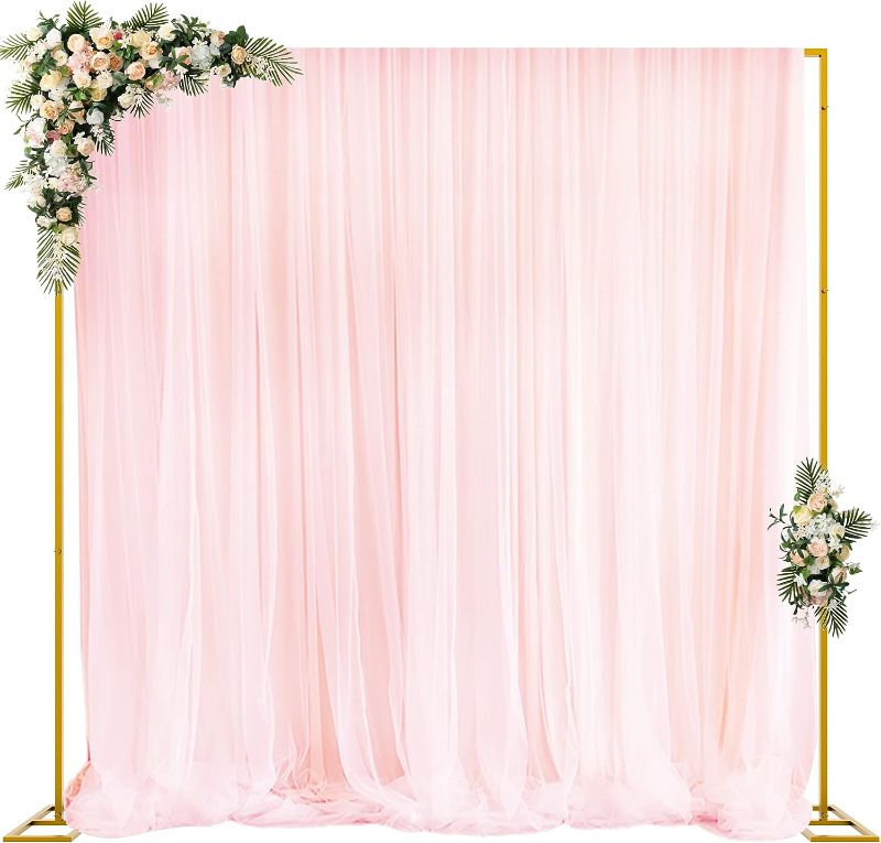 Photo 1 of Fomcet 10FT x 10FT Backdrop Stand Heavy Duty with Base, Gold Portable Adjustable Pipe and Drape Backdrop Stand Kit, Square Metal Arch Party Frame for Wedding Birthday Parties Banquet Decorations 10 x 10 FT(HxW) 10FT-Black
Stock Photo for Reference. Refer 