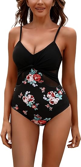 Photo 1 of   SMALL    Ethlauff Women One Piece Swimsuits Tummy Control Bathing Suits Push up Full Coverage Swimwear 