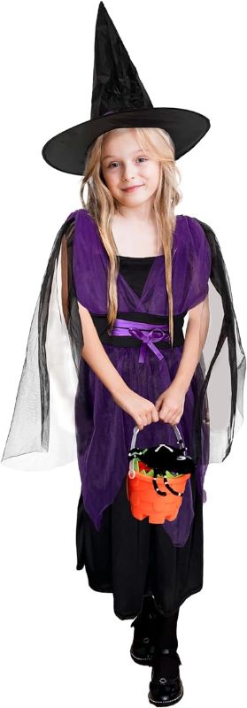 Photo 1 of    large girls KatchOn, Halloween Witch Costume for Girls - Halloween Witch Dress with Black Hat | Halloween Costumes for Girls | Toddler Witch Costume, Halloween Cosplay | Kids Purple Witch Costume, Dress Up Play