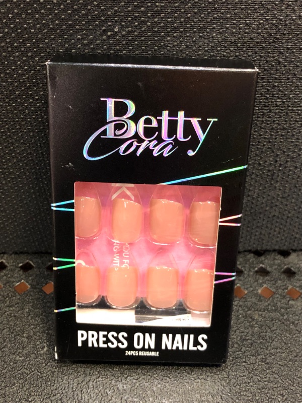 Photo 2 of Extra Short Press on Nails,BettyCora Square Round 24 PCS Fake False Nail Tips Nail Kit with Nail Glue,Nail File,Prep Pad,Dark Skin