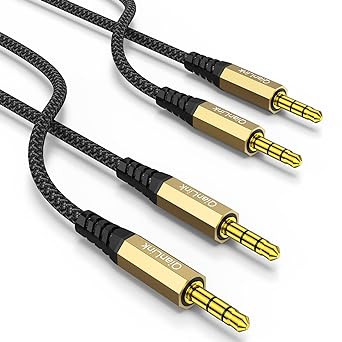 Photo 1 of 2 Pack AUX Cable,Auxiliary Cable?6.6ft/2m, Hi-Fi Sound? 3.5mm TRS Auxiliary Audio Cable Nylon Braided Aux Cord Compatible with Car,Home Stereos,Speaker,iPod iPad,Headphones,Sony,Echo Dot (Gold)