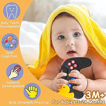 Photo 1 of Cieyan Silicone Baby Teething Toys Baby Toys 0-6 Months, Baby Toys 6 to 12 Months Remote Game Controller Teething Toys for Babies 0-12 months, Soothe Gum Baby Chew Toys BPA Free Toys (Game Controller)