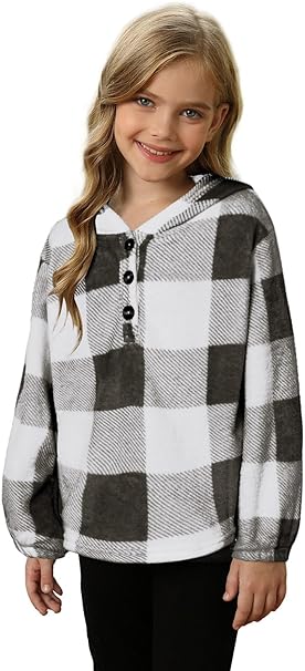 Photo 1 of blibean Girl Boy Casual Hoodie Plaid Tween Button Sweatshirt Size  14 