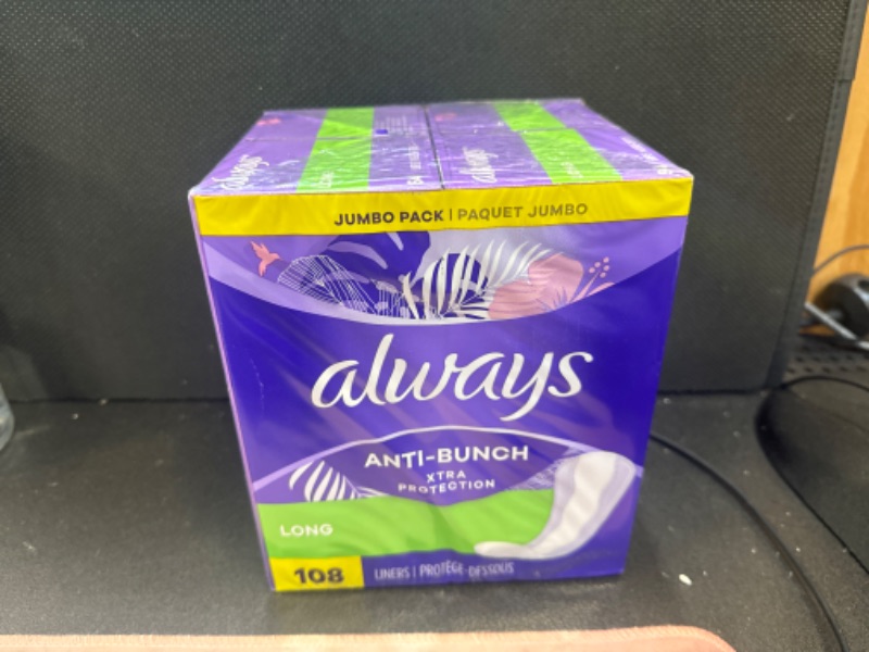 Photo 1 of Always Anti-Bunch Xtra Protection Daily Liners Long Unscented, Anti Bunch Helps You Feel Comfortable, 108 Count Long (108ct)