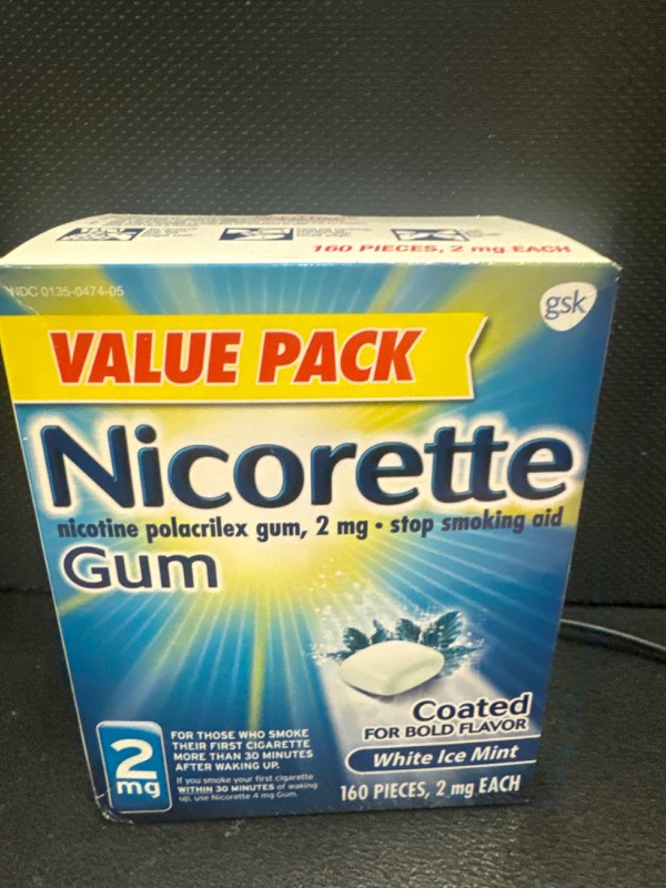 Photo 2 of Nicorette 2mg Nicotine Gum to Help Quit Smoking - White Ice Mint Flavored Stop Smoking Aid, 160 Count White Ice Mint 160 Count    exp 01-2026