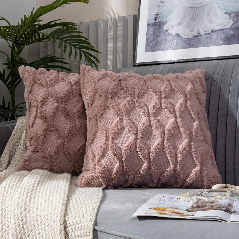 Photo 1 of +---





JUSPURBET Decorative Double Sided Plush Throw Pillow Covers,Pack of 2 Luxury Soft Cushion Case for Couch Sofa Bedroom,24x24 Inch,Pink Purple
Size:24''x24''

